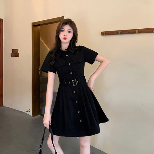 2023 Summer New Fashionable American Work Dress Short Sleeves Luxury Fit Waist Dress LL-546