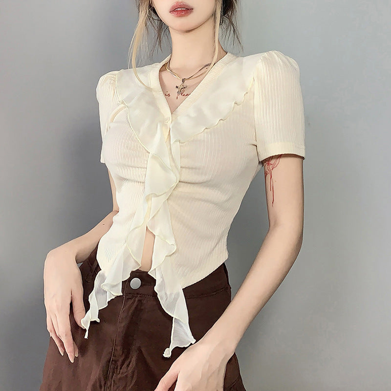 2023 hottie summer new women cardigan short sleeve T-shirt LL-319