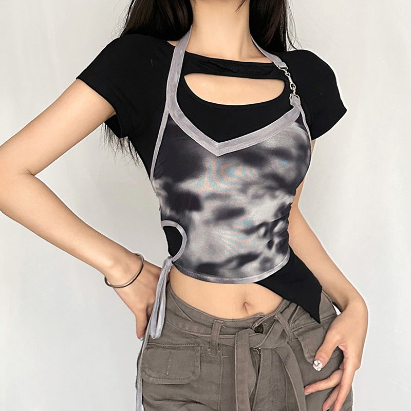 Summer shirts fake two pieces sexy T-Shirt cotta hot girl style LL-320