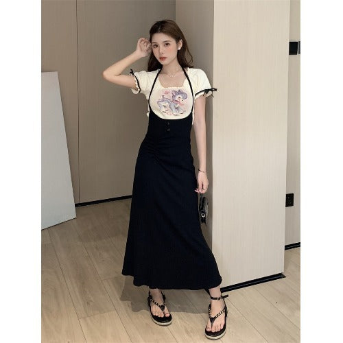 Large size slip dress women's suit summer long dress LL-385