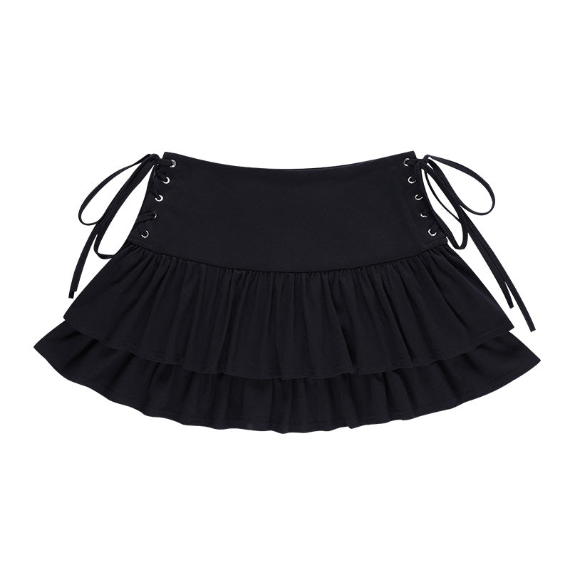 Black High Waist Short Skirt Half Skirt Women's A-line Design Spicy Girl Pleated Skirt LL-661