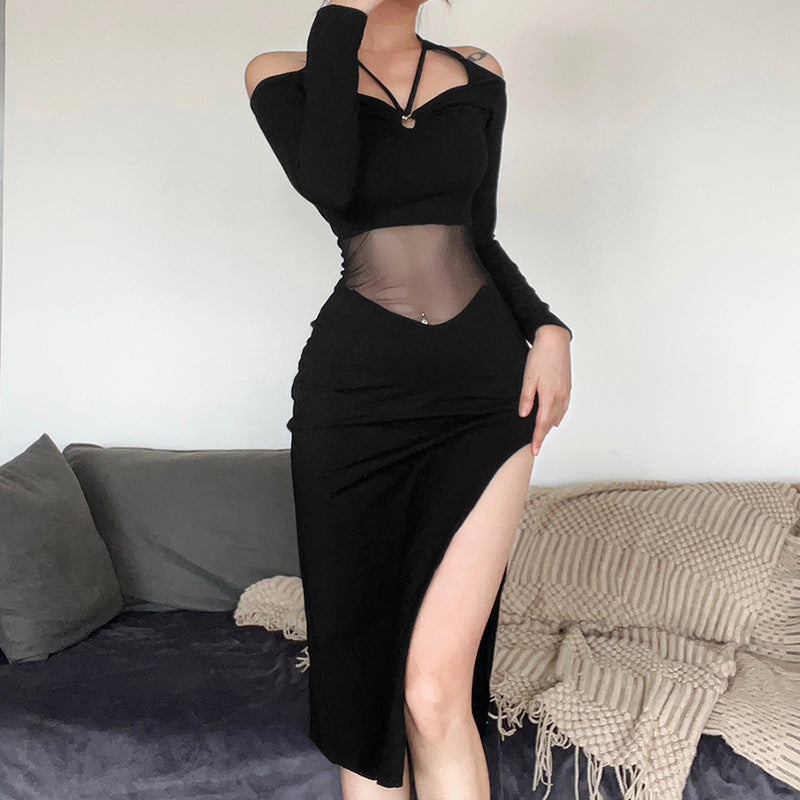 Long Sleeve Folds Sexy Dresses LL-270