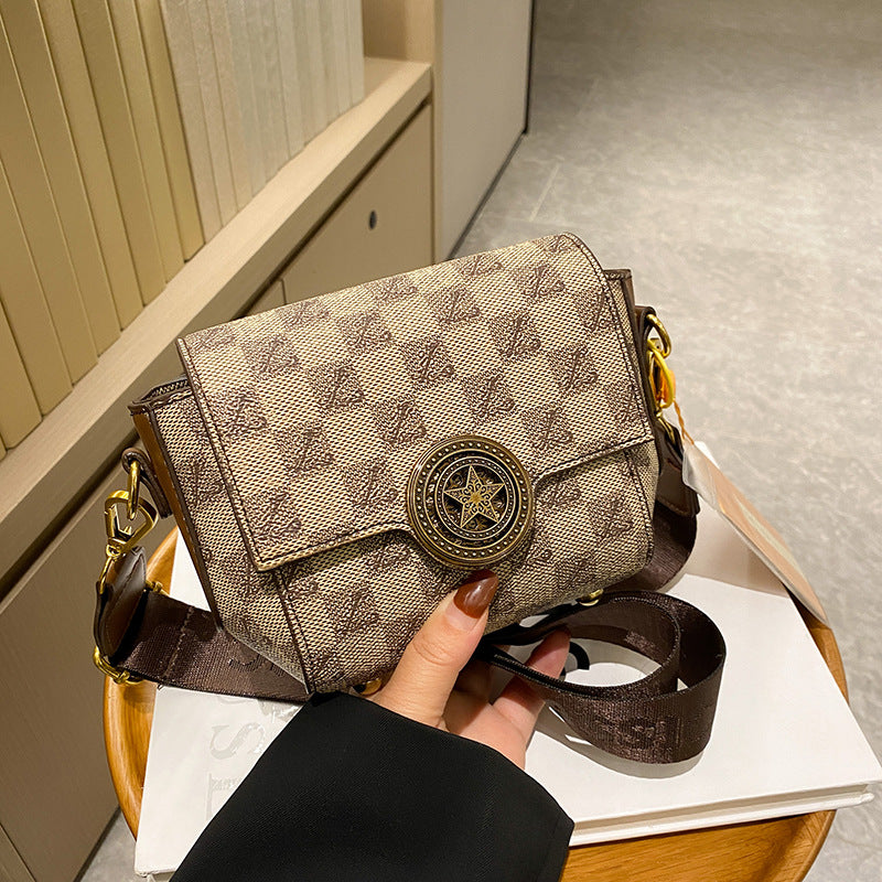 Bag women's new retro printing high-end shoulder bag fashion all-match trendy small fragrance style cross body small square bag LT-8018