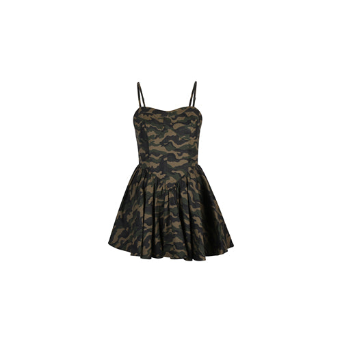 Sweet cool school girl slip dress girl 2023 new slightly fat camouflage dress LL-648