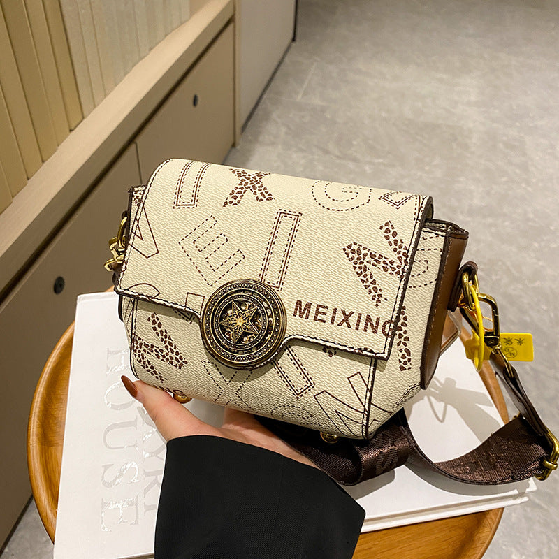 Bag women's new retro printing high-end shoulder bag fashion all-match trendy small fragrance style cross body small square bag LT-8018