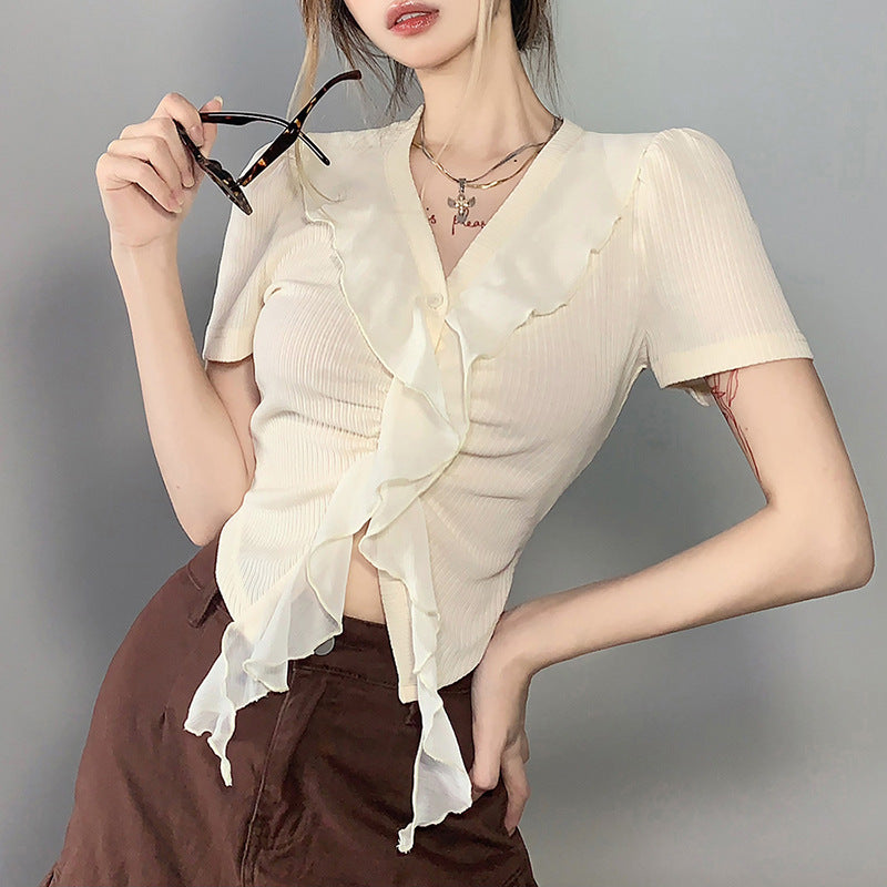 2023 hottie summer new women cardigan short sleeve T-shirt LL-319