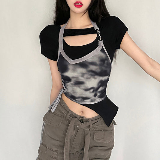 Summer shirts fake two pieces sexy T-Shirt cotta hot girl style LL-320