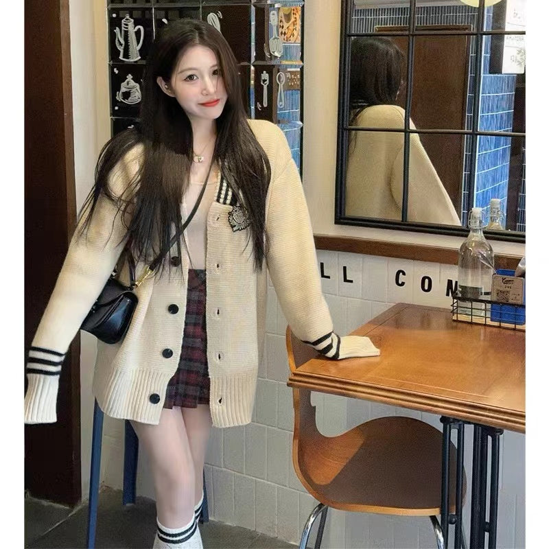 College V-neck sweater coat spring 2023 new fashion LL-455