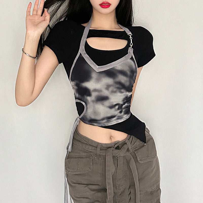 Summer shirts fake two pieces sexy T-Shirt cotta hot girl style LL-320