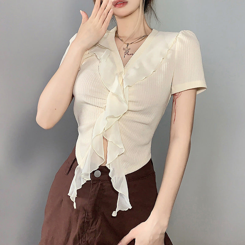 2023 hottie summer new women cardigan short sleeve T-shirt LL-319