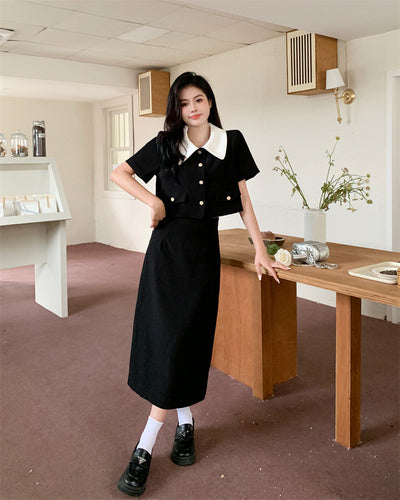 Skirt suit women French half-length skirt summer dress two-piece suit LL-525