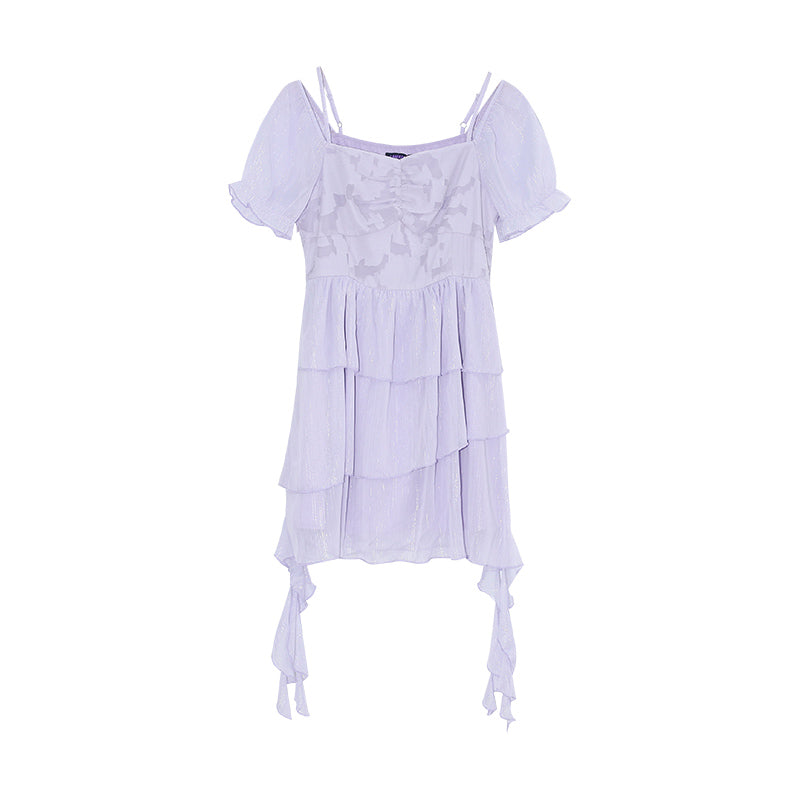 Purple streamer summer new dress looks thin and gentle LL-143