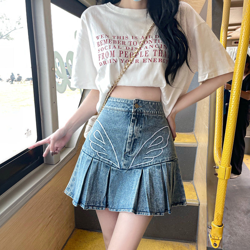 Denim short skirt women's summer ins new skirt LL-337