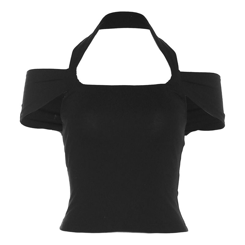 summer new women solid color va va voom neck collar T-shirt women. LL-312