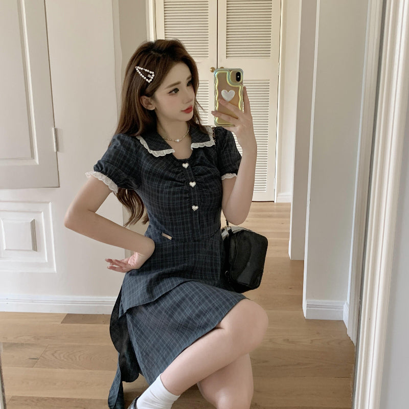 Checkered Dress Women's New Summer Dress LL-342