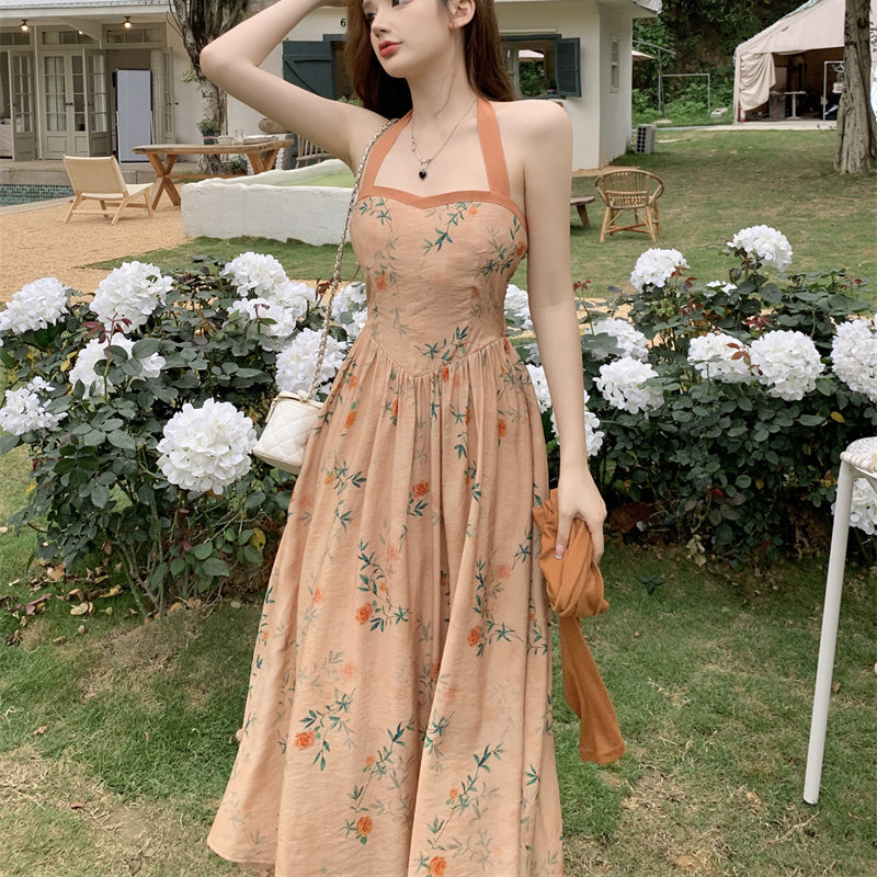 Dress Women's Summer Vintage Style Fragmented Flower Long Dress Set of Two LL-164