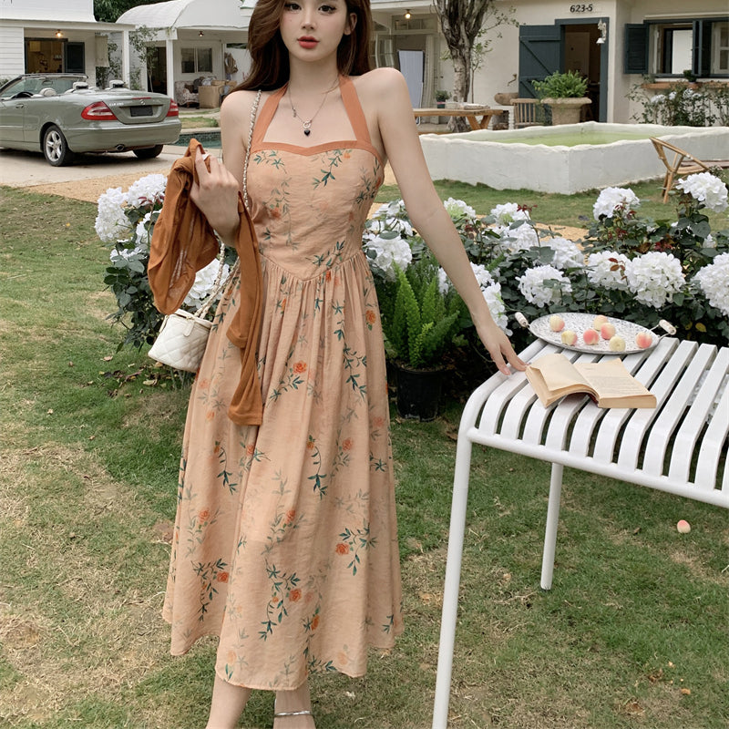 Dress Women's Summer Vintage Style Fragmented Flower Long Dress Set of Two LL-164