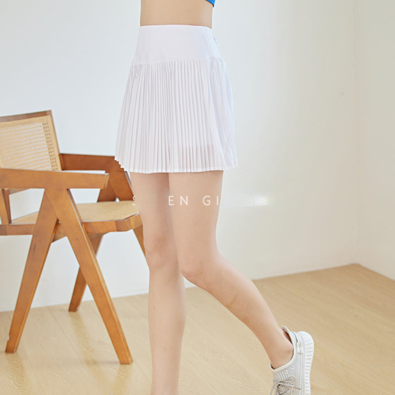 Summer thin pleated culottes A-line quick-drying sports short skirt women LL-496