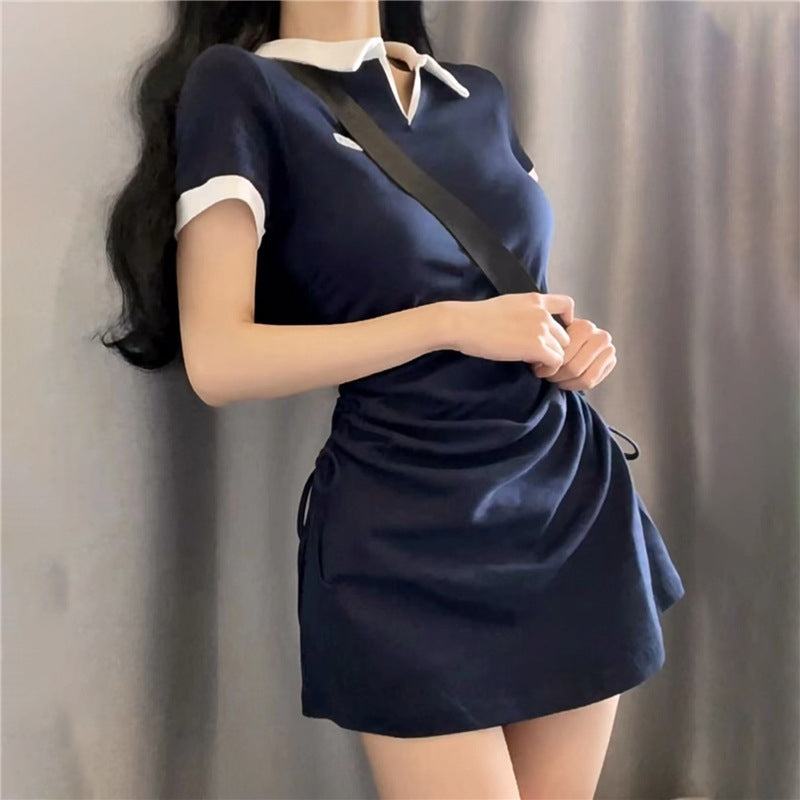 2023 Summer New Women's Fashion Polo Short Sleeve Dress LL-246