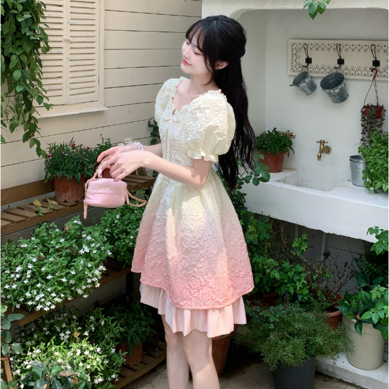 Gradient color summer dress princess dress fairy style cute LL-084