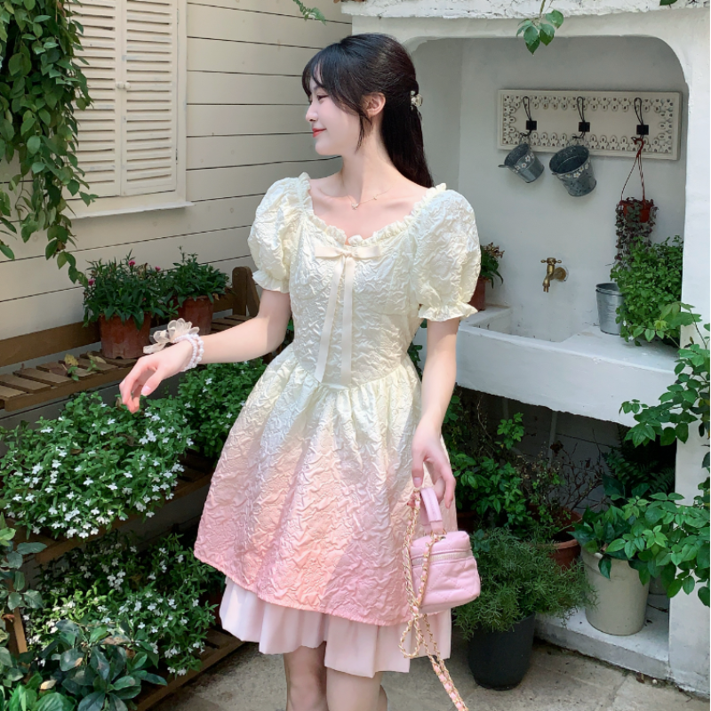 Gradient color summer dress princess dress fairy style cute LL-084