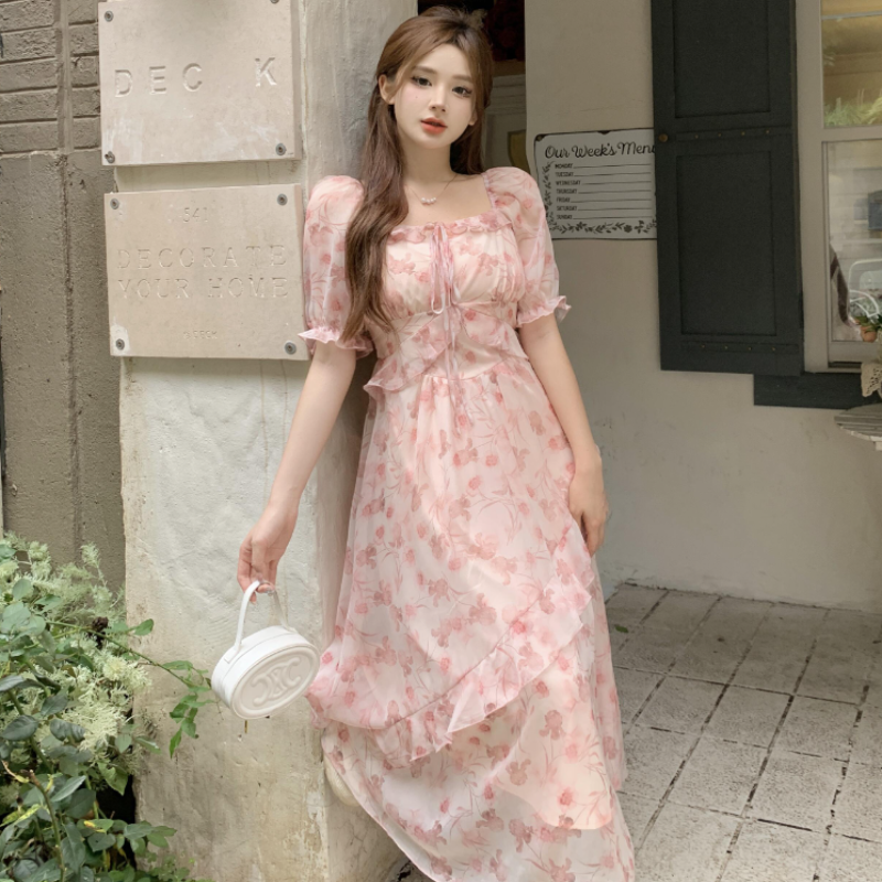 Summer dress long dress flower dress  sweet oversize 2 colors LL-BYY-139