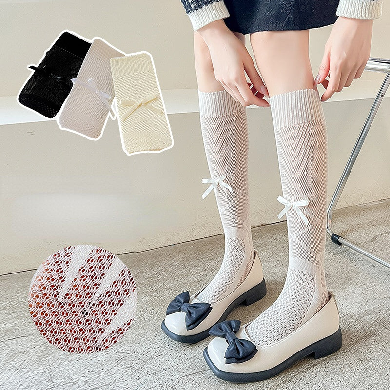 JK Socks Summer Thin Bow Long Tube Socks Japanese Ins Style Calf Socks Knee Length Socks LL-114