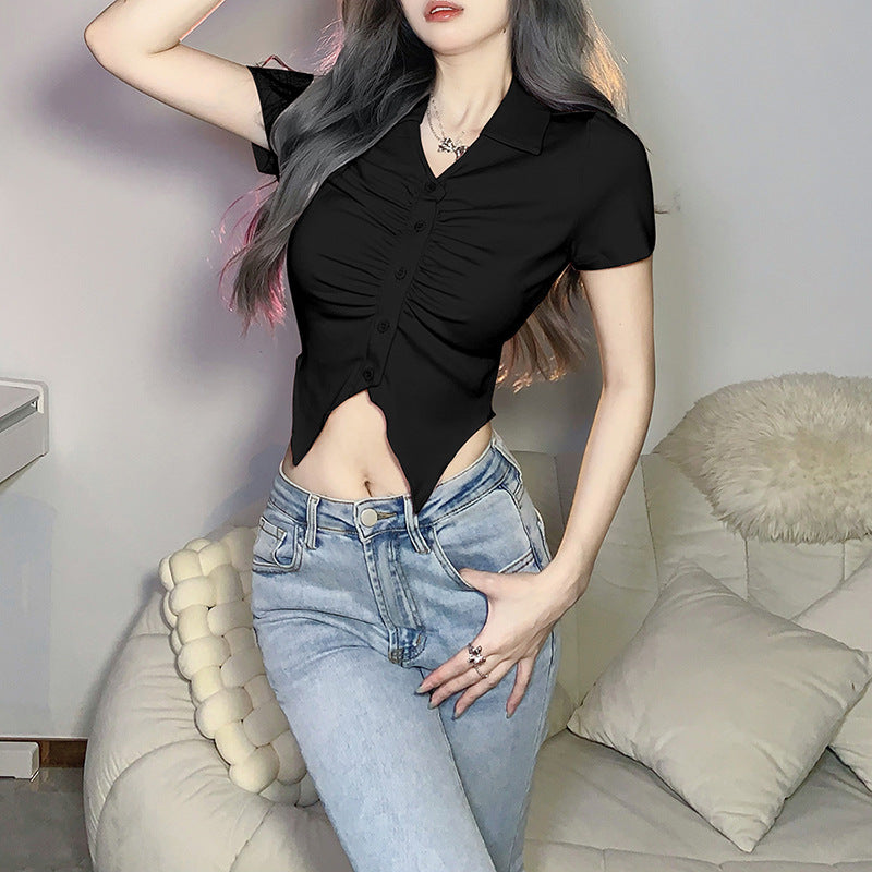 2023 hottie summer new women cardigan short sleeve T-shirt LL-046