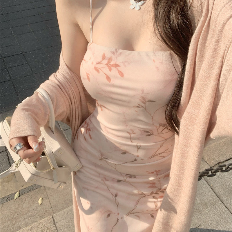 Apricot Blossom suspender dress fairy spring skirt LL-124